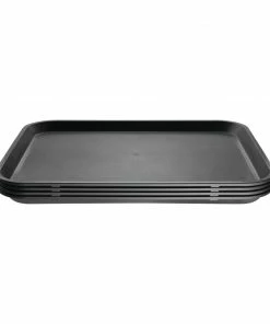 Budget 🎉 Olympia Kristallon Polypropylene Rectangular Non-Slip Tray Black 🧨 -Cleaning & Janitorial Supplies Shop gm238 stack