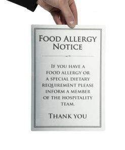 Best deal 🥰 Non Branded Brushed Steel Food Allergy Sign 😍 -Cleaning & Janitorial Supplies Shop gm816 new22 3
