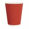 Best Pirce 💯 Fiesta Recyclable Coffee Cups Ripple Wall Red 340ml / 12oz 🔔