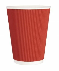 Best Pirce ๐ฏ Fiesta Recyclable Coffee Cups Ripple Wall Red 340ml / 12oz ๐
