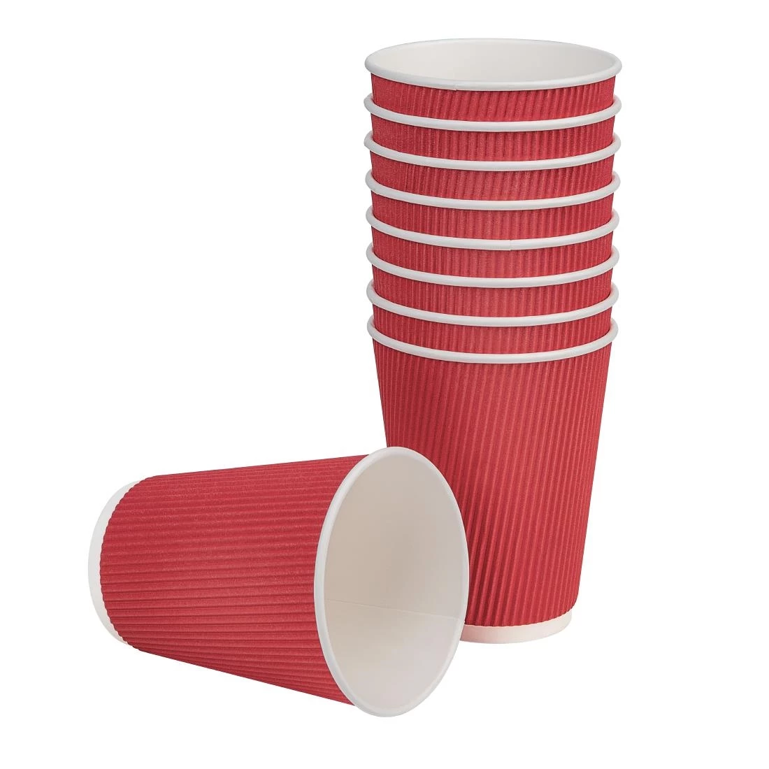 Best Pirce 💯 Fiesta Recyclable Coffee Cups Ripple Wall Red 340ml / 12oz 🔔 2 Best Pirce 💯 Fiesta Recyclable Coffee Cups Ripple Wall Red 340ml / 12oz 🔔 - Image 2