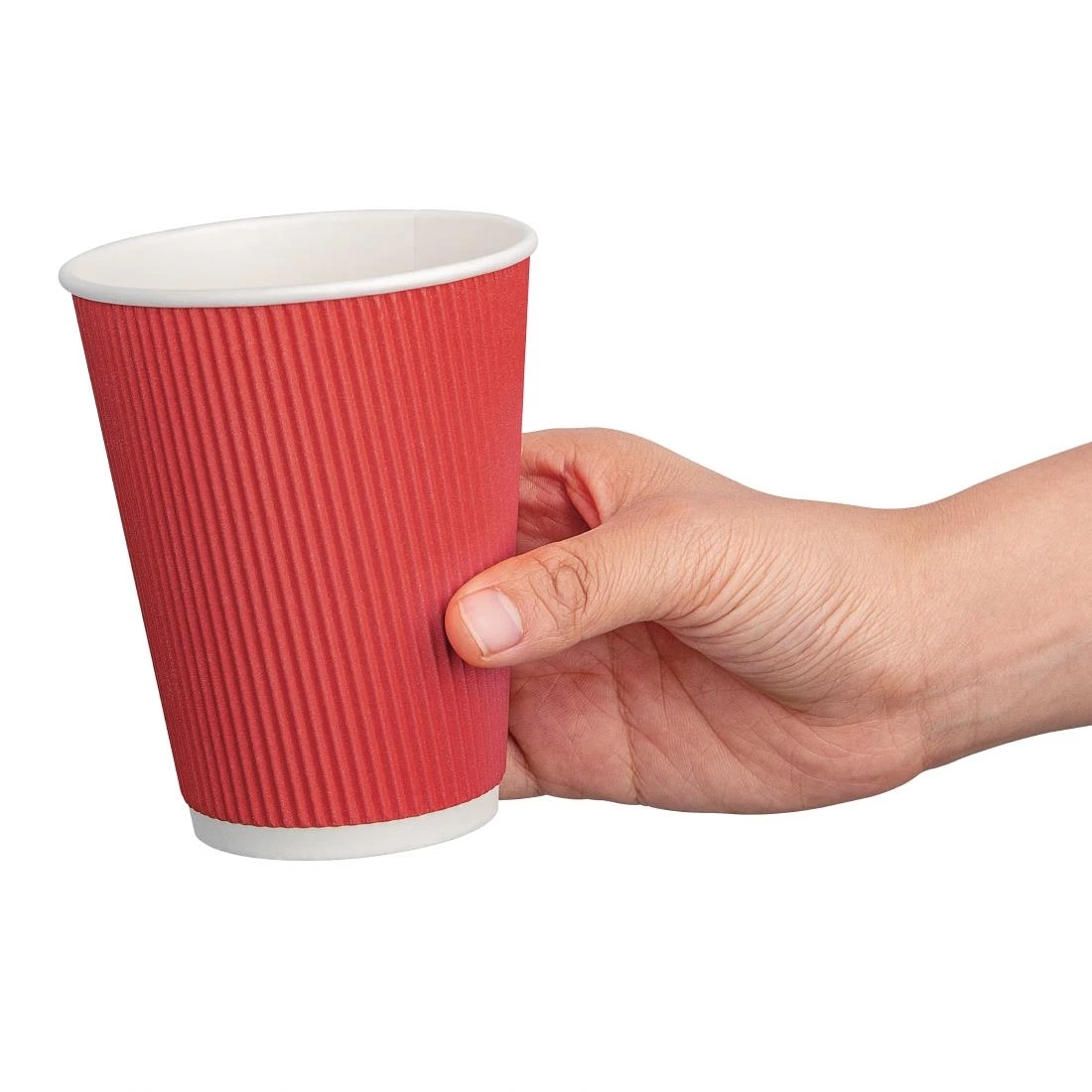 Best Pirce 💯 Fiesta Recyclable Coffee Cups Ripple Wall Red 340ml / 12oz 🔔 3 Best Pirce 💯 Fiesta Recyclable Coffee Cups Ripple Wall Red 340ml / 12oz 🔔 - Image 3