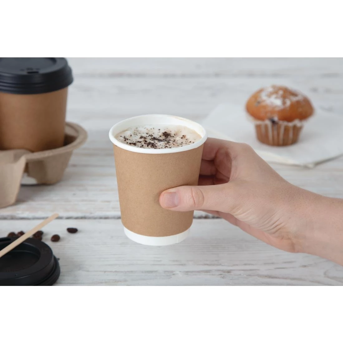 New 😍 Fiesta Recyclable Coffee Cups Double Wall Kraft 225ml / 8oz ✔️ 6 New 😍 Fiesta Recyclable Coffee Cups Double Wall Kraft 225ml / 8oz ✔️ - Image 6