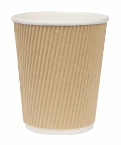 Best Sale 🛒 Fiesta Recyclable Coffee Cups Ripple Wall Kraft 225ml / 8oz 🛒