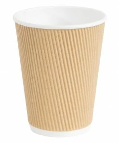 Best Pirce ๐ Fiesta Recyclable Ripple Wall Takeaway Coffee Cups Kraft 340ml / 12oz ๐ฅ