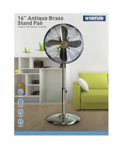 Hot Sale 🔥 Status 16" Oscillating Antique Brass Stand Fan 🌟 -Cleaning & Janitorial Supplies Shop gr390 fan