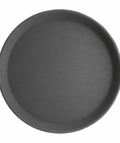Wholesale 🤩 Olympia Kristallon Polypropylene Round Non-Slip Tray Black 👏