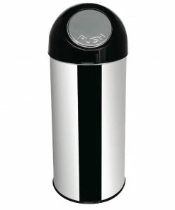 Cheapest ❤️ Bolero Stainless Steel Push Top Bullet Bin Silver 40Ltr ✨