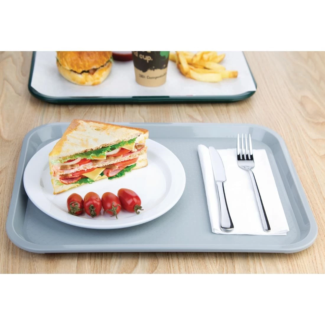 Outlet 👏 Olympia Kristallon Polypropylene Fast Food Tray Grey 💯 4 Outlet 👏 Olympia Kristallon Polypropylene Fast Food Tray Grey 💯 - Image 4