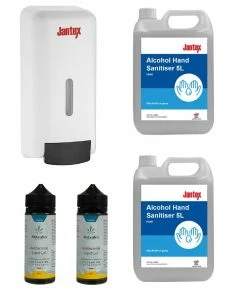 Promo 🧨 Special Offer 4 X Hand Sanitisers And Jantex Soap And Hand Sanitiser Dispenser 💯