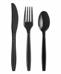 Flash Sale ⭐ Fiesta Recyclable Heavy Duty Plastic Knives Black (Pack Of 100) 🔥 -Cleaning & Janitorial Supplies Shop u648 u649 u650 plasticcutlery
