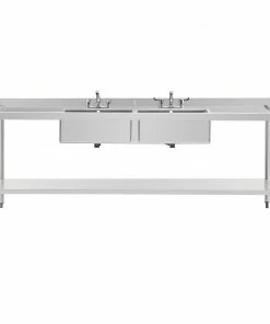 Flash Sale ✨ Vogue Stainless Steel Double Sink With Double Drainer 2400mm ✨ -Cleaning & Janitorial Supplies Shop u910 1