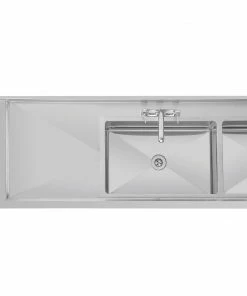 Flash Sale ✨ Vogue Stainless Steel Double Sink With Double Drainer 2400mm ✨ -Cleaning & Janitorial Supplies Shop u910 6