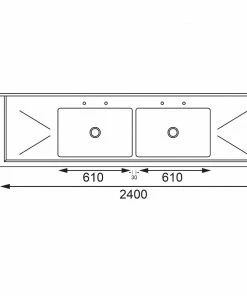 Flash Sale ✨ Vogue Stainless Steel Double Sink With Double Drainer 2400mm ✨ -Cleaning & Janitorial Supplies Shop u910 dim